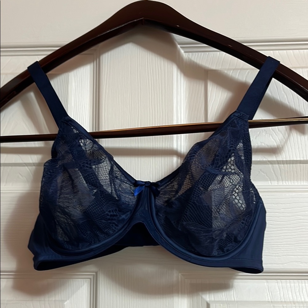 Nora Flexwire Full Coverage Unpadded Lace Bra - Navy - 34D